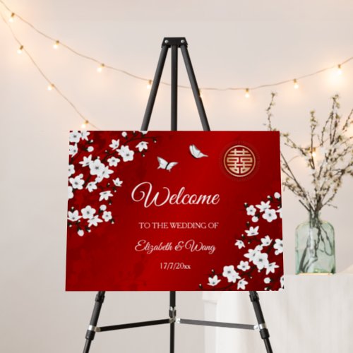 Cherry Blossom Chinese Wedding Welcome Foam Board