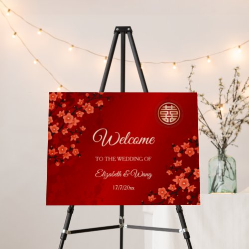 Cherry Blossom Chinese Wedding Welcome Foam Board