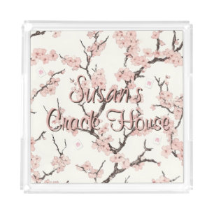 Cherry Blossom Chinoiserie Custom Mahjong Acrylic Tray