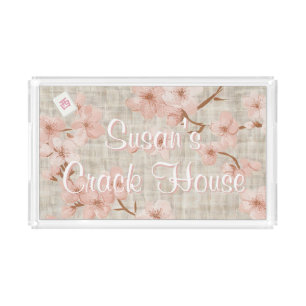 Cherry Blossom Chinoiserie Custom Mahjong Acrylic Tray