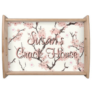 Cherry Blossom Chinoiserie Custom Mahjong Serving Tray