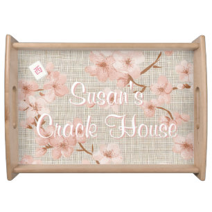 Cherry Blossom Chinoiserie Custom Mahjong Serving Tray