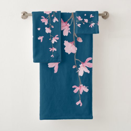 Cherry Blossom _ Classic Blue Bath Towel Set