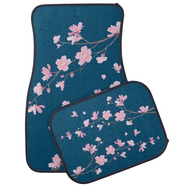 Cherry Blossom – Classic Blue Car Floor Mat (Set)