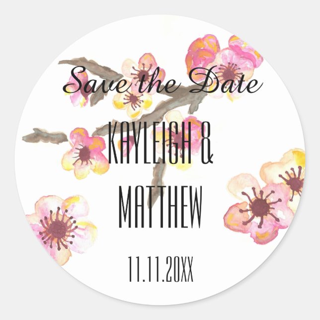 Cherry Blossom Classic Round Sticker (Front)