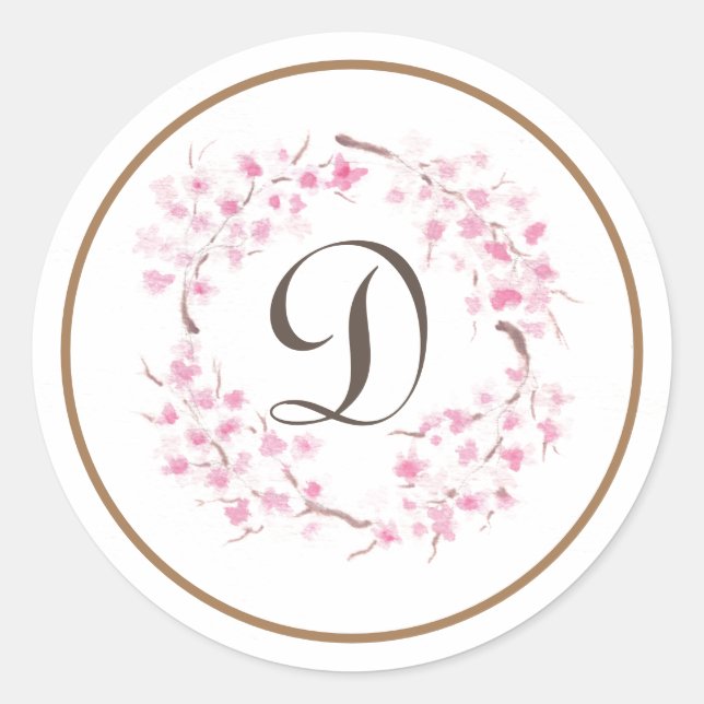 Cherry Blossom Classic Round Sticker (Front)