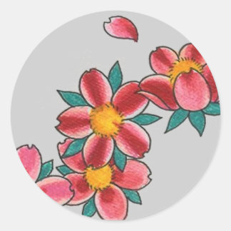 cherry blossom classic round sticker