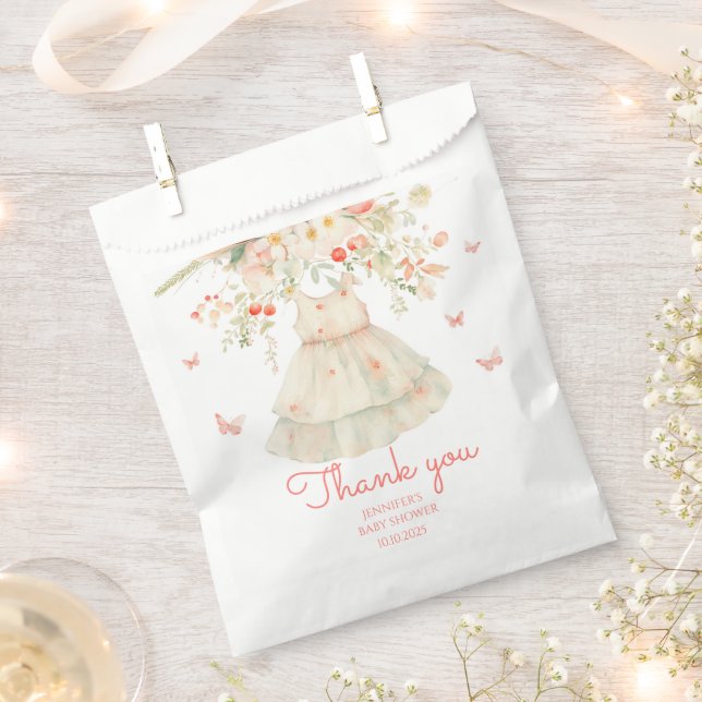 Cherry Blossom Clothesline Baby Shower thank you  Favor Bag (Clipped)