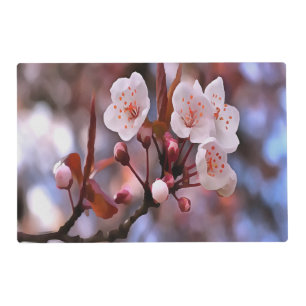 Cherry Blossom Cluster With A Pink and Blue Placemat