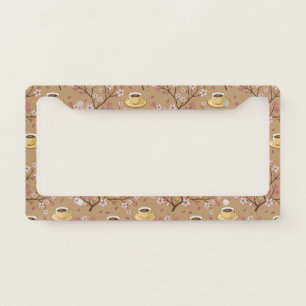 Cherry Blossom Coffee Cozy Pattern (1) License Plate Frame