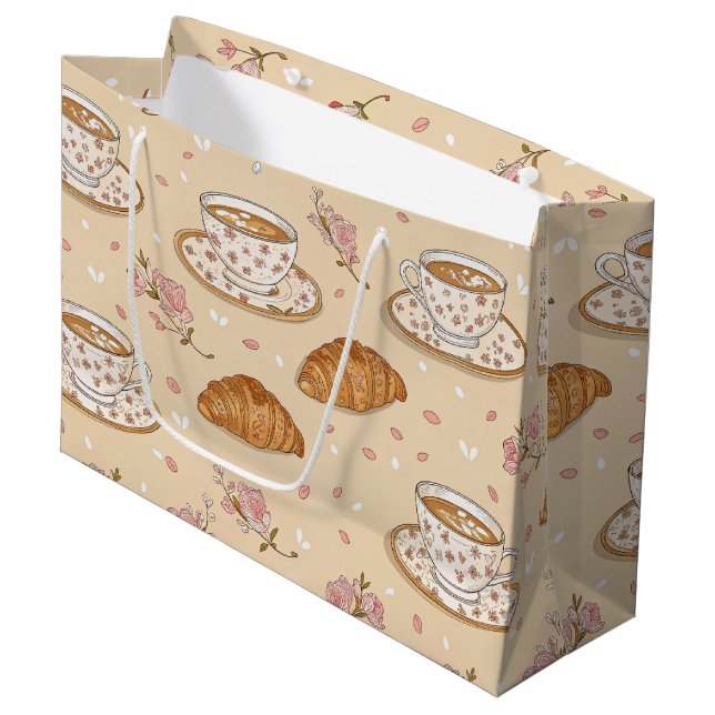 Cherry Blossom Coffee Cozy Pattern (2) Large Gift Bag (Front Angled)