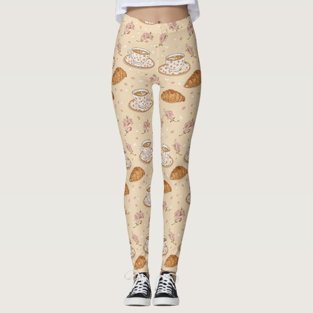 Cherry Blossom Coffee Cozy Pattern (2) Leggings (Front)