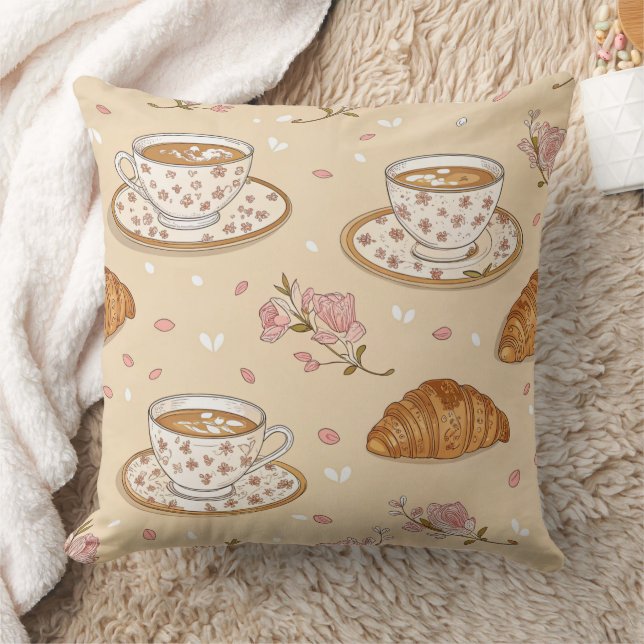 Cherry Blossom Coffee Cozy Pattern (2) Throw Pillow (Blanket)