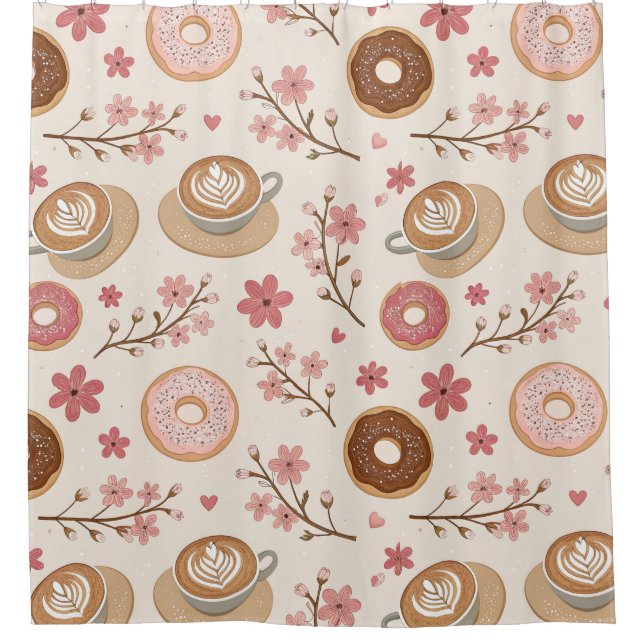 Cherry Blossom Coffee Cozy Pattern (3) Shower Curtain (Front)