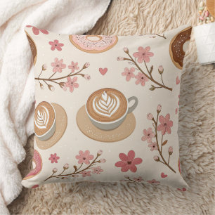 Cherry Blossom Coffee Cozy Pattern (3) Throw Pillow