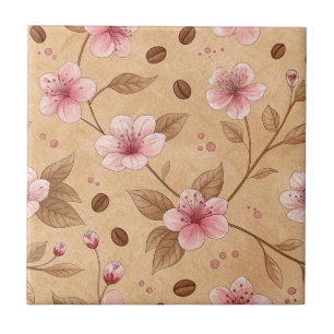 Cherry Blossom Coffee Cozy Pattern (5) Ceramic Tile