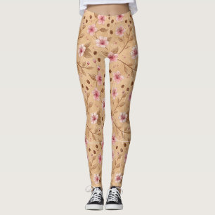 Cherry Blossom Coffee Cozy Pattern (5) Leggings