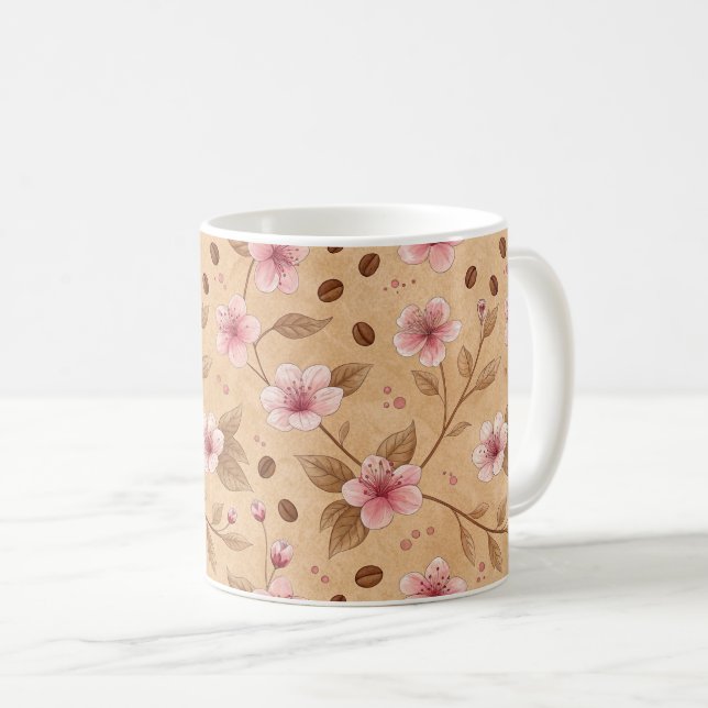 Cherry Blossom Coffee Cozy Pattern (5) Mug (Front Right)