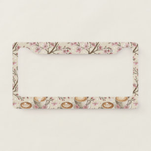 Cherry Blossom Coffee Cozy Pattern (6) License Plate Frame