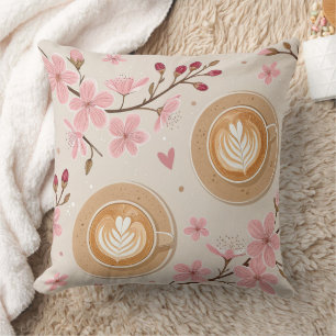 Cherry Blossom Coffee Cozy Pattern (7) Throw Pillow