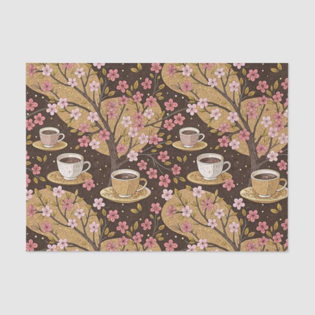 Cherry Blossom Coffee Cozy Pattern (8) Tissue Paper (Front)