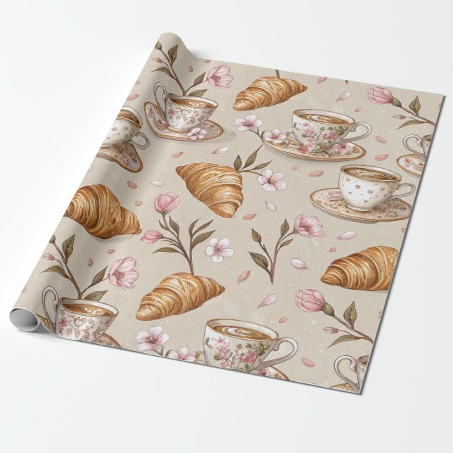 Cherry Blossom Coffee Cozy Pattern (9) Wrapping Paper (Unrolled)