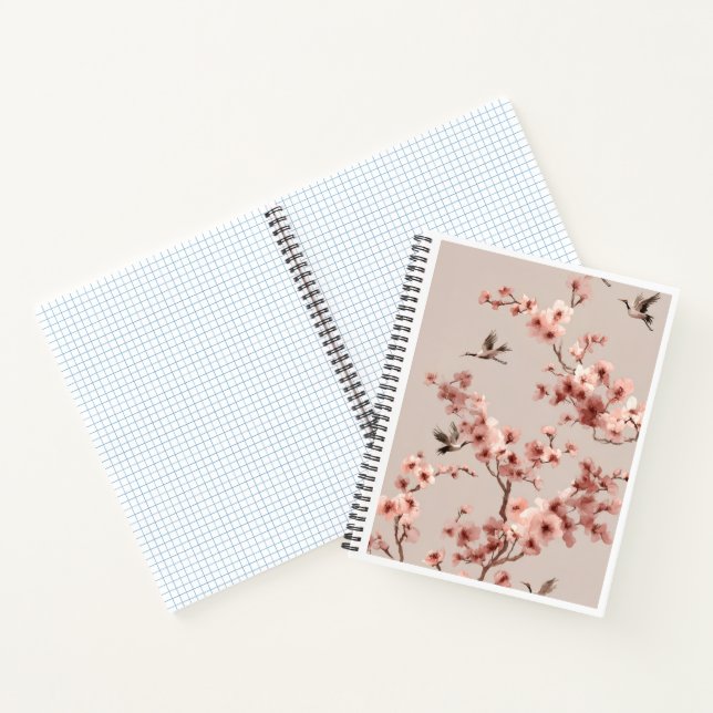 Cherry Blossom Crane Poster Notebook (Inside)