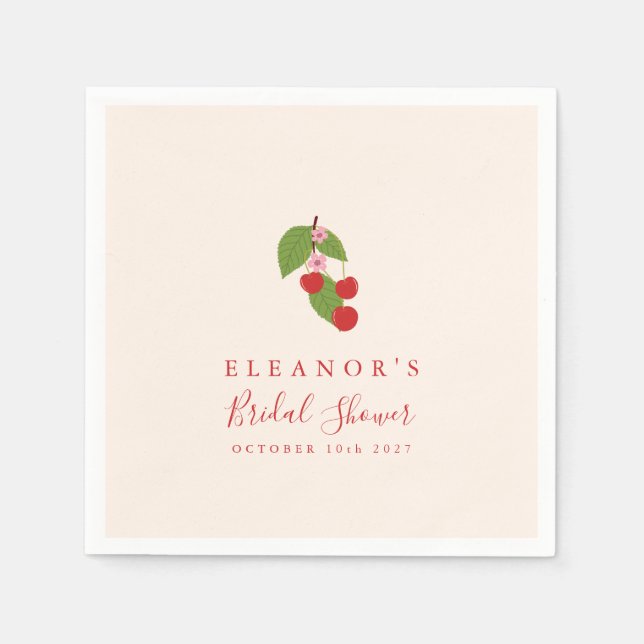 Cherry Blossom Cream Personalized Bridal Shower Napkins (Front)
