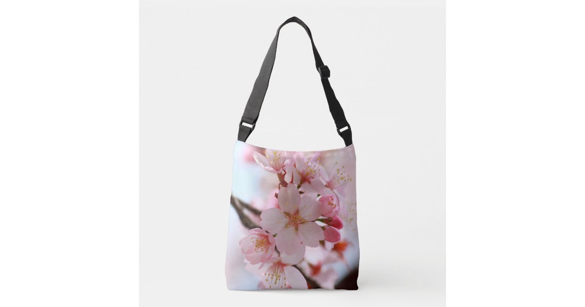Cherry Blossom Bucket Bag, Yoga Bag, Pink Cherry Blossom, Crossbody Bag, Leather Bucket Bag, Cherry Blossom Gift, Cherry Blossom Tree