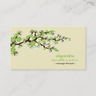 Cherry Blossom Custom Business Cards (green)