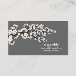 Cherry Blossom Custom Business Cards (grey)