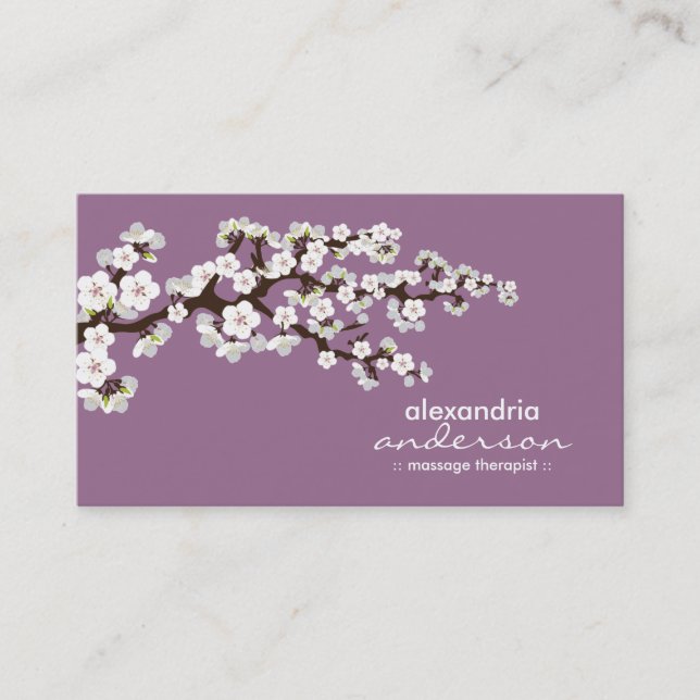 Cherry Blossom Custom Business Cards (lavender) (Front)
