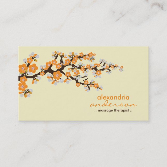 Cherry Blossom Custom Business Cards (orange) (Front)