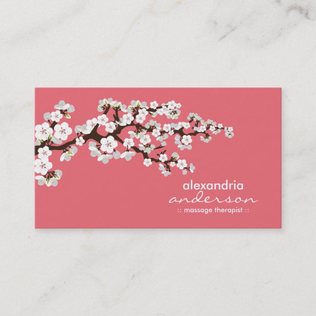 Cherry Blossom Custom Business Cards (pink) (Front)
