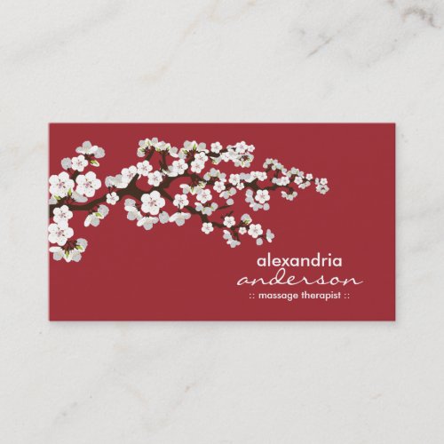 Cherry Blossom Custom Business Cards red