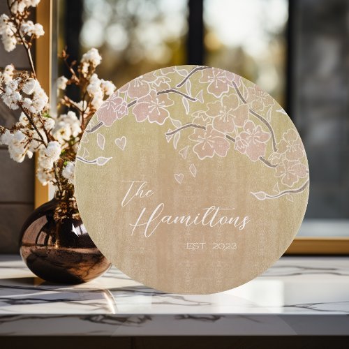 Cherry Blossom Custom Established Year  Cutting Board