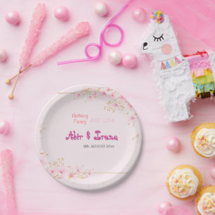 Cherry Blossom Custom Pink Personalized Elegant Paper Plates