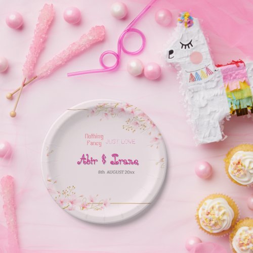 Cherry Blossom Custom Pink Personalized Elegant Paper Plates