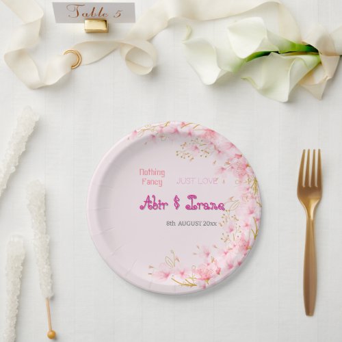 Cherry Blossom Custom Pink Personalized Elegant Paper Plates