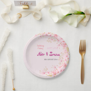 Cherry Blossom Custom Pink Personalized Elegant Paper Plates