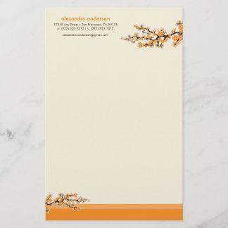 Cherry Blossom Custom Stationery (orange)