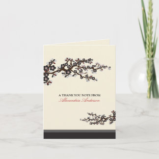 Cherry Blossom Custom Thank You Card (black)