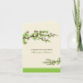 Cherry Blossom Custom Thank You Card (green)