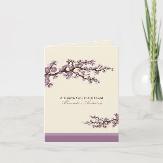 Cherry Blossom Custom Thank You Card (purple)