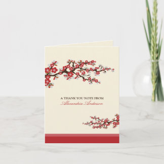 Cherry Blossom Custom Thank You Card (red)