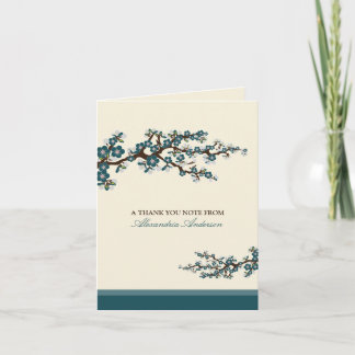 Cherry Blossom Custom Thank You Card (teal)