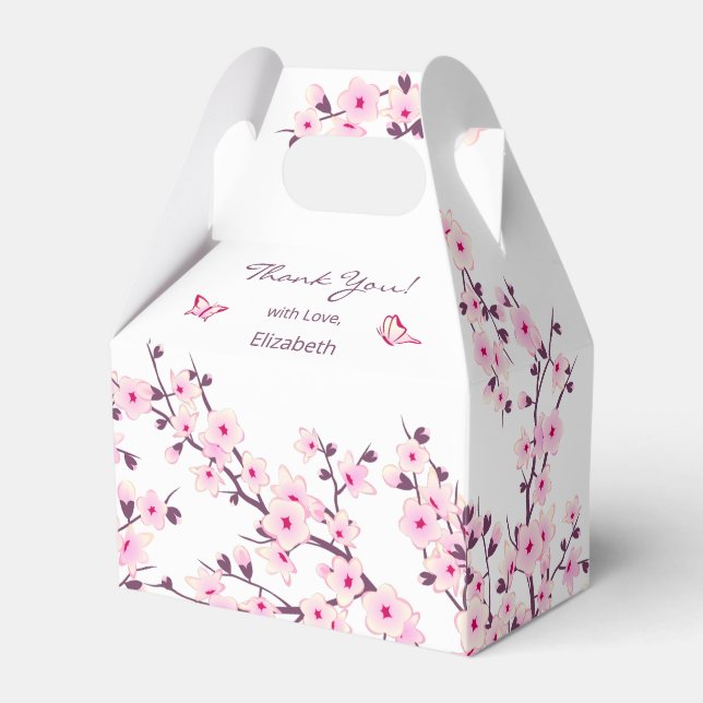 Cherry Blossom Custom Thank You Favor Box (Front Side)