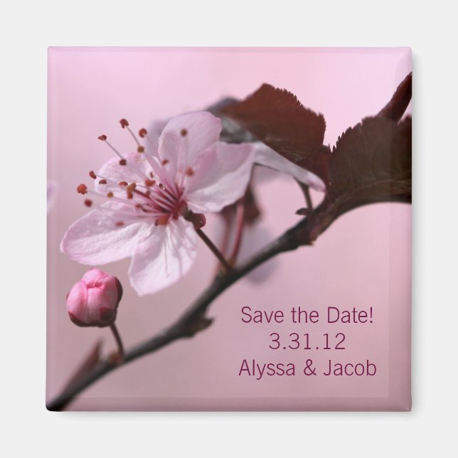 Cherry Blossom Customizable Save the Date Magnet (Front)