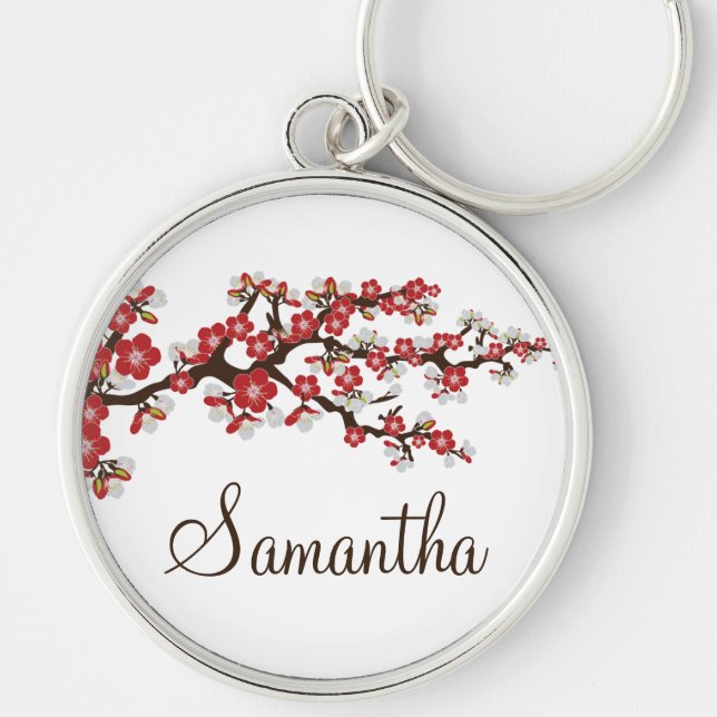Cherry Blossom Customized Keychain (red) (Front)