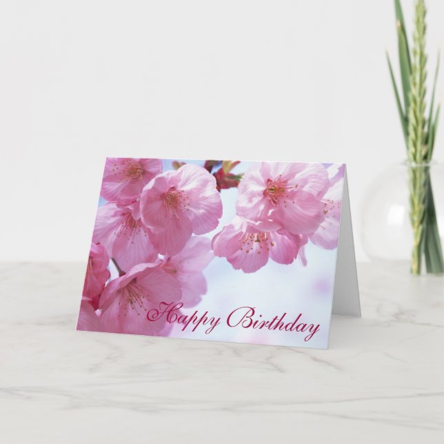 Cherry Blossom D1 Customizable Birthday Card (Front)